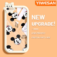 YIWESAN เคสสำหรับ iPhone 6 Plus 6S Plus 7 Plus 8 Plus เคสกระแสแฟชั่นแบรนด์ Mickey Mouse Softcase น่ารัก Tpu ใสกรอบสีเคสกันกระแทกกล้อง