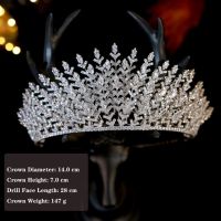 New Wedding Hair Headdress Bridal Tiara Silver Color Crown Multilayer Leaf Combination Zirconia Diadem Headpiece Head Jewelry