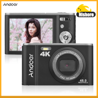 Nishore-Andoer กล้องดิจิตอลแบบพกพา48MP 4K 2.8นิ้ว IPS หน้าจอ16X ซูมตั้งเวลา128GB หน่วยความจำขยายการตรวจจับใบหน้าป้องกันการสั่นไหวด้วยแบตเตอรี่2ชิ้น-Es สายคล้องมือพกพากระเป๋า