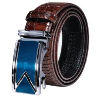 Top Quality Red Burdy Genuine Leather Mens Belts Blue Hollowed Automatic Buckles Waistband Ratchet for Dress Jeans Leisure