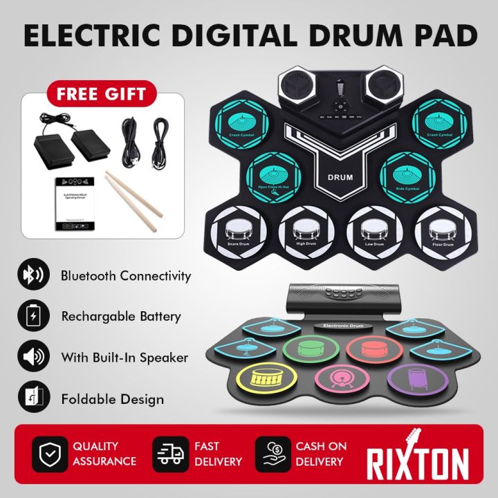 Electronic Drum Digital 7 Pads Roll Up Set Silicone Midi Electric Drum Pad  Gift