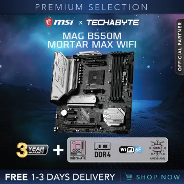 MSI MAG B550M MORTAR MAX WIFI Micro ATX Motherboard, MSI AM4 AMD  Motherboard, AMD B550 SATA 6Gb/s PCIe 4.0 DDR4 Wi-Fi 6E, Micro ATX AMD  Motherboard 