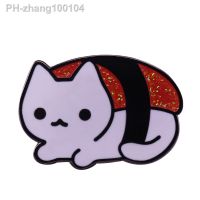 Cute Sushi cat badge red glitter pin Japanese food brooch funny kids gift coat backpack decor