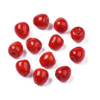 Handmade Lampwork Beads Apple Red 10x9.5-10mm Hole: 1.5~1.8mm