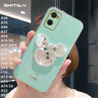 สำหรับ OPPO A36 A76 A96 A54 A54 5G A57 2016 A57 A57 5G A58 5G A59 F1S A37 4G A74 A74 5G A52 A39เคสโทรศัพท์กระจกแต่งหน้าแฟชั่นน่ารักไรน์สโตนมินนี่เคสโทรศัพท์ซิลิโคนเคสนิ่มเคลือบอิเล็คโทรเพลทลายมิกกี้ดีลักซ์ยอดนิยม