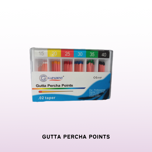 GAPADENT Gutta Percha Points .02 taper 120 points color coded size 15