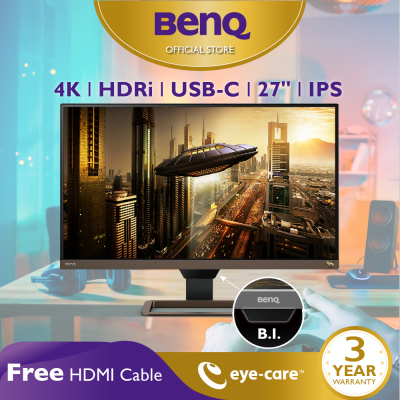 BenQ EW2780U 27" 4K IPS HDRi USB-C Eye Care Multimedia Gaming Monitor (จอคอมดูหนัง 4k, จอคอมเล่นเกม)