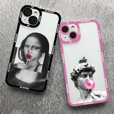 เคส Chaunceybi สำหรับ iPhone 11 13 14 15 XR X Art Aesthetic David Mone Lisa เคสใส Iphone 7 8 Plus