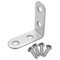 16 pcs Equerre de Coin - 40mmx40mm 90 Degree Right Angle Fastening Plugs Stainless Steel L Corner Shaped Braces with 64pcs Screws Accolade Corner Steel Gasket (Silver)