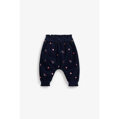 กางเกงขายาวเด็กผู้หญิง Mothercare navy floral paperbag cord trousers ZC724