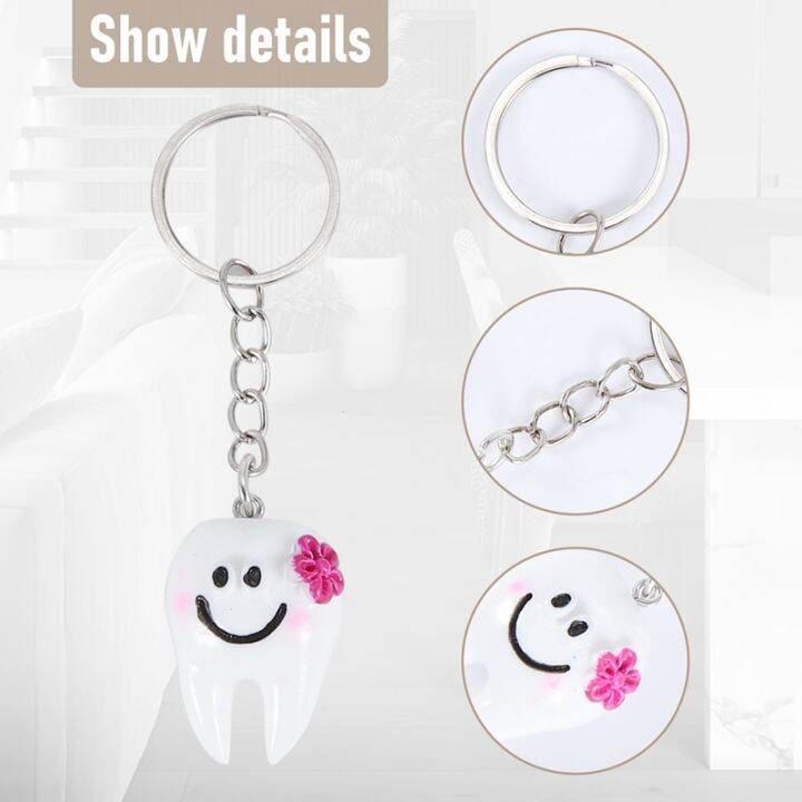 20-pcs-keychain-key-ring-hang-tooth-shape-cute-dental-gift