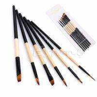 New Hot 6Pcs/Set Flat Nylon Hair Paint Brush Gouache Acrylic Oil Painting Art Craft Artist Brushes Tools