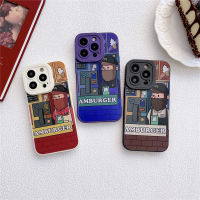 เคสแบบนิ่มที่เป็นซิลิโคนเหลวป้องกันเลนส์สำหรับ IPhone 11 12 13 14 Pro Max Case XR XS Max 14 Plus รถไอศกรีมการ์ตูนน่ารักเคสโทรศัพท์โทรศัพท์มือถือกันกระแทก Gogh