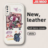 JIUMOO เคสโทรศัพท์ลายสติทช์ดีไซน์ใหม่มอนสเตอร์สีชมพู A72 4G A72 5G เคสโทรศัพท์นุ่มหนังฝาปิดด้านหลังเลนส์เต็มรูปแบบเคสป้องกันกล้องกันกระแทก