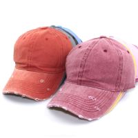 [hot]✲☫☇  New Washed Ripped Baseball Caps for Men Personality Soft Top Snapback Hat Designer Fashion All Match Hats