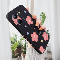 เคสโทรศัพท์ PMP สำหรับ Realme 10 Realme 10 4G Realme เคส C33รูปการ์ตูนแบบเรียบง่ายเคสโทรศัพท์ดีไซน์ดอกไม้รูปแบบขอบสี่เหลี่ยมของเหลวปลอกซิลิโคนคลุมทั้งหมดเคสกล้อง