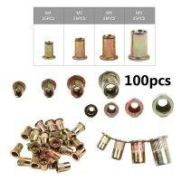 100PCS M5 M6 M8 Remachables ถั่วงานไม้เหล็กคาร์บอนสังกะสี Rivable เกลียว Riveter Nuts ใส่ด้ายแบนชุดซ่อม