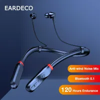 EARDECO หูฟังบลูทูธการเล่น120ชั่วโมงหูฟังไร้สายสายคล้องคอ5.1เฮดโฟนพร้อมไมค์หูฟังสำหรับฟังเพลงกีฬา Stere