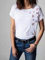 2022 Summer New Short-sleeved Heart-shaped Print Round Neck Women T-shirt