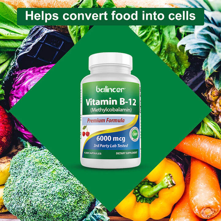 Vitamin B12 6000 Mcg Supports Healthy Memory, Mood, Circulation And ...