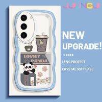 Jjlingji เคสปลอกสำหรับ Samsung S23บวก S23พิเศษเคสโทรศัพท์ลายขอบซิลิโคนนุ่นนิ่มแบบดั้งเดิมลายการ์ตูนน่ารักลายคลื่นแพนด้าเคสป้องกันกล้องคลุมทั้งหมดเคสฝาหลังเคสนิ่ม