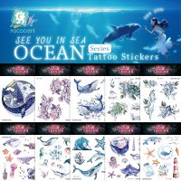 hot！【DT】♀☬  Rocooart Sea Turtle Whale Jellyfish Temporary Tattoos Sticker Custom Arm Fake Tatoo