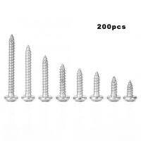 200Pcs M3.5x8/10/12/14/16/20/25/30 Self-Tapping Screw Stainless Steel Big Pan Head Countersunk Cross Screws Combination Kit Nails Screws  Fasteners