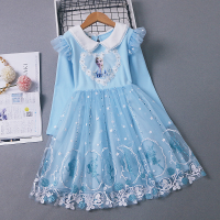 Autumn Kids Dresses for Girls Fleece Winter Princess Dress Lace Flower Mesh Birthday Party Outfits Vestidos Costume