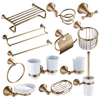 Bronze Hardware Set Antique Hair Dryer Rack Coat Towel Shelf Rail Bar Shower Soap Dish Holder Toilet Brush Bathroom Accessories