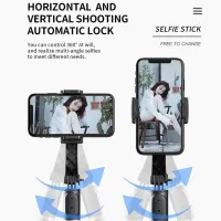 Foldable Wireless Tripod Gimbal Stabilizer Selfie Stick Black with Bluetooth Shutter Monopod for IOS Android