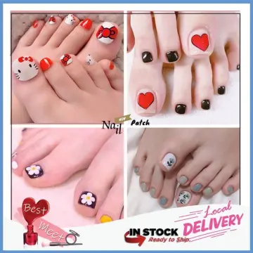 hello kitty toe nail art