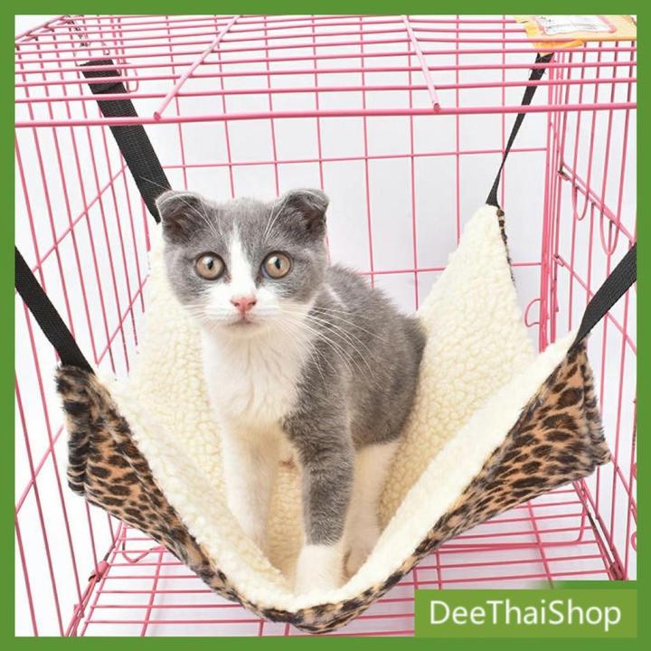 ส่งฟรี-deethai-เปลญวนลายเสือ-ที่นอนแมวสัตว์เลี้ยง-แขวนกรงแมวเปลญวนอุ-ปกรณ์สัตว์เลี้ยง-cat-hammock