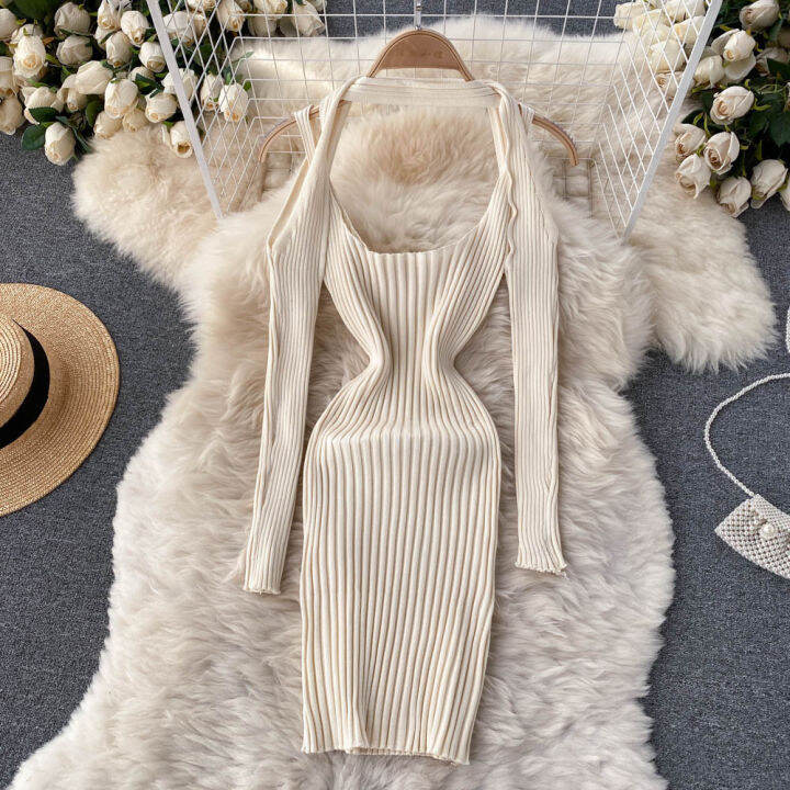 gagaok-y-two-piece-set-women-2021-spring-autumn-new-fashion-korean-bodycon-outfits-square-collar-dresses-super-short-top