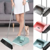 Broom And Dustpan Comb Set Sweeping Wiper Floor Scraping Broom Upright Standing Dustpan Long Handle Floor Squeegee Brooms