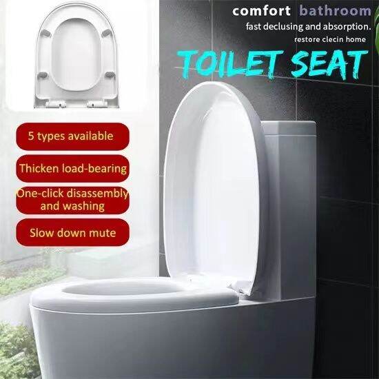 White Toilet Cover Plate Toilet Seats Lid Ushape Open Close Easy Clean
