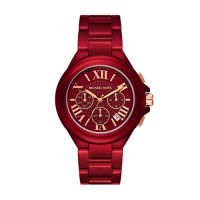 Michael Kors Camille Stainless Steel Multifunction Watch with Glitz Accents Red