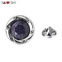 SAVOYSHI Blue Star Stone Lapel Pin ชุดสูทสำหรับผู้ชายปกกลมคริสตัลเข็มกลัดเสื้อกันหนาวเสื้อแจ็คเก็ตตกแต่งคอ