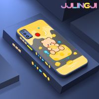 Jlingji เคสสำหรับ Tecno Spark 5 Air Spark 6 Air KE6การ์ตูนชีสหมีมีน้ำค้างแข็งโปร่งใสบางแข็งขอบสี่เหลี่ยมกันกระแทกรูปแบบปลอกซิลิโคนเคสนิ่มป้องกันคลุมทั้งหมด