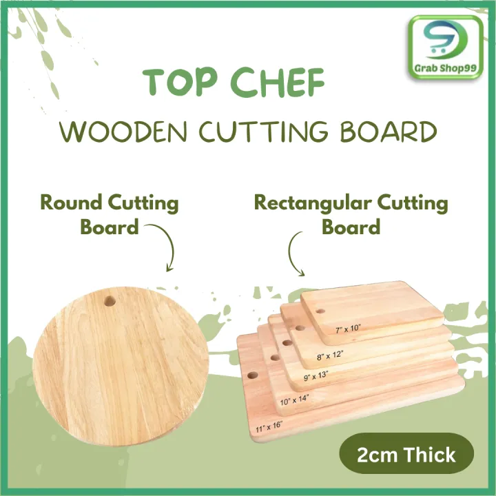 Top Chef Wooden Cutting Board Rectangular & Round / Papan Potong Empat ...