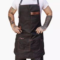 Kitchen Apron high quality For Pros Chef Waterproof Cooking  Apron for Men Canvas With Pockets Fabric Barbecue Father Gift Apron Aprons