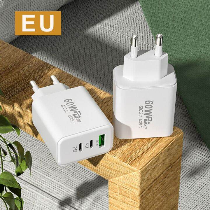 ที่ชาร์จ-usb-type-c-60w-ชาร์จเร็ว3-0โทรศัพท์มือถือ3พอร์ตอะแดปเตอร์ชาร์จในรถยนต์-pd-เร็วติดผนังสำหรับ-f3-14-13-poco