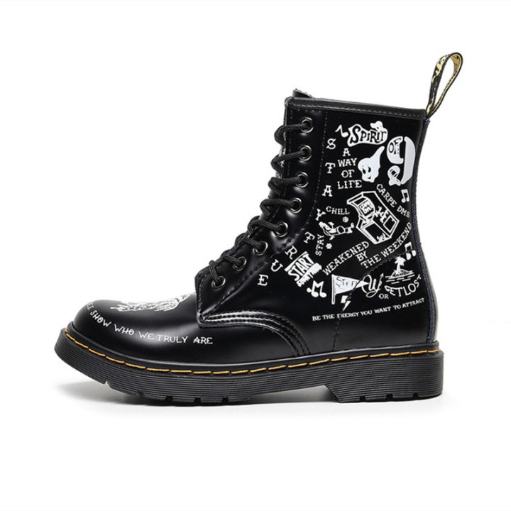 doc-dr-martens-air-wair-1460-กราฟฟิตีรองเท้าบู๊ตมาร์ตินดั้งเดิมหนังแท้สูงด้านบนรองเท้าบูทแฟชั่นunisex