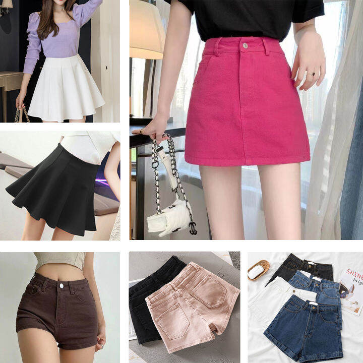 ALine High Waist Skirt Pink Mini Skirt Candy shorts School Workplace