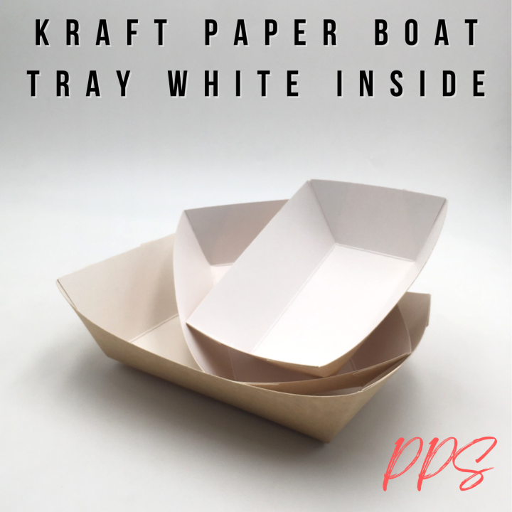 Kraft Paper Boat Tray White Inside-50pcs | Lazada PH