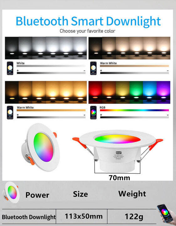 ลดราคา-led-downlight-โคมไฟเพดานหรี่แสงได้-wifi-โทรศัพท์มือถือควบคุม-rgb-led-โคมไฟเพดาน-spot-light-สำหรับห้องนอนห้องครัวบ้าน-yococo