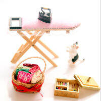 [tianjunmaoyi] 1:12 dollhouse Miniature Iron พร้อมโต๊ะรีดผ้าชุดของเล่นเฟอร์นิเจอร์คลาสสิก