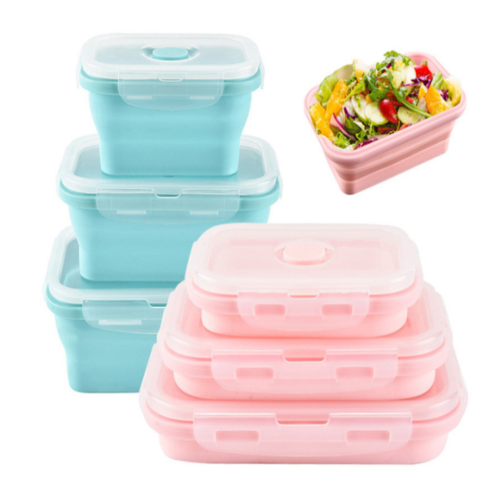 Silicone Food Container Foldable Picnic Box Portable Silicone Lunch Box ...