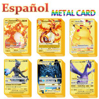 Pokemon 5PcsSet New spanish Pokmon golden Metal Card Super Game VMAX GX espaol Collection Anime Cards Toys for Children Gift