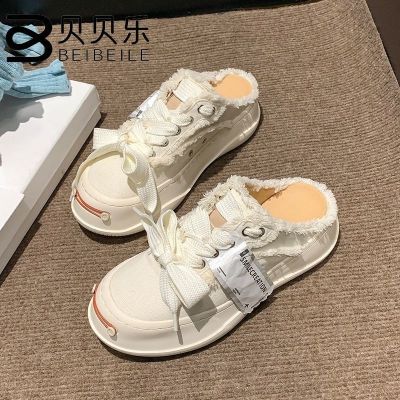 【Hot Sale】 Zhao Lusi same style Baotou half-slippers female 2023 new summer ins open smile thick-soled shoes