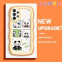 Jlingji เคสสำหรับ Samsung Galaxy A13 A13 5G เคส A04s รูปแพนด้าน่ารักขอบคลื่นสี TPU ใสนุ่มเคสมือถือกันกระแทกเคสกล้องที่สร้างสรรค์ทนต่อการสึกหรอซิลิกาเจลฝาครอบป้องกัน